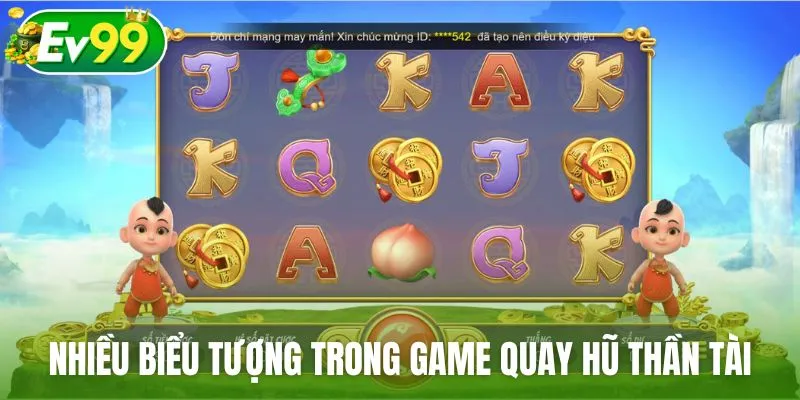 Nhiều biểu tượng may mắn trong game quay hũ Thần Tài
